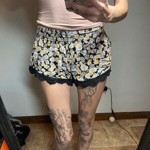 Forever 21 Black and White Floral High Waist Shorts